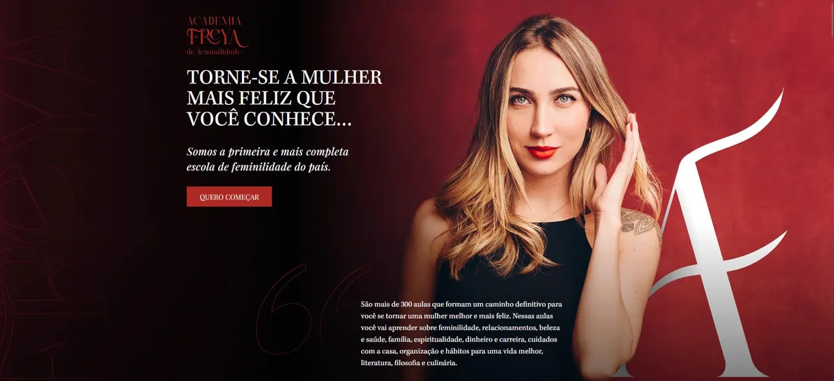 Capa: Academia Freya: Baixe o Curso de Feminilidade de Nicole Mallmann
