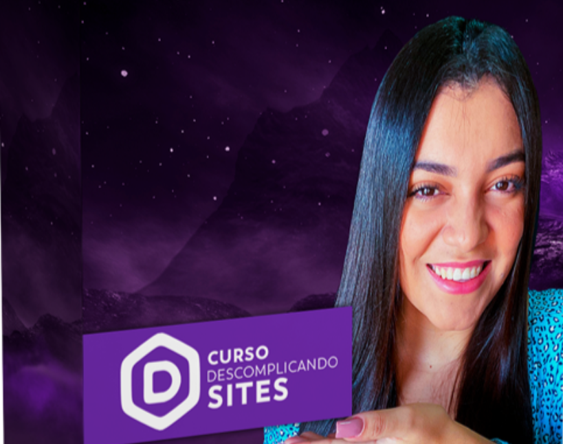 Capa do curso "Descomplicando Sites" de Micaela Pinheiro em WordPress, Elementor e WooCommerce