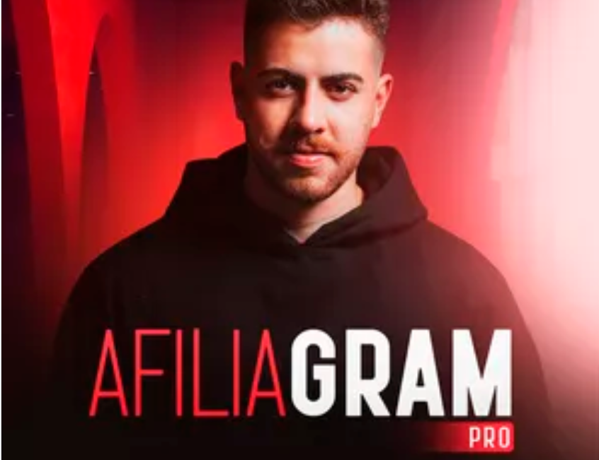 Capa do curso Afiliagram Pro de Lilo Henrique com ícones de marketing digital e crescimento