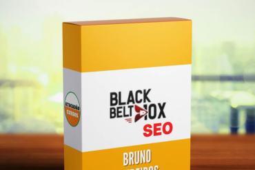 Logo do curso Black Belt 10x SEO Bruno Medeiros com elementos de otimização digital