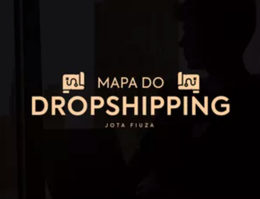 Capa do curso O Mapa do Dropshipping Jota Fiuza com ícones de sucesso e dinheiro