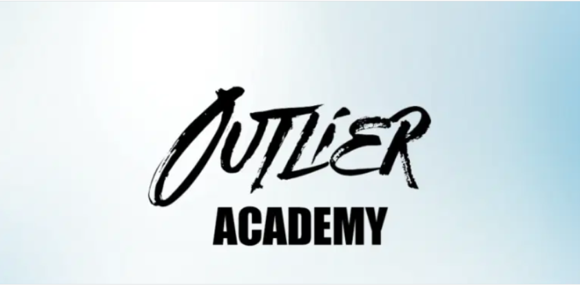 Capa do curso Outliers Academy de Thiago Finch com símbolo de sucesso e dinheiro