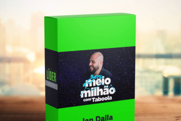Capa do curso Zero a Meio Milhão com Taboola de Ian Dalla, mostrando gráfico de crescimento financeiro e logos da Taboola.