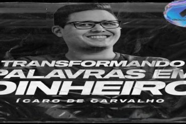 Capa do curso Transformando Palavras em Dinheiro 2.0 de Ícaro de Carvalho, com destaque para copywriting e conversão.