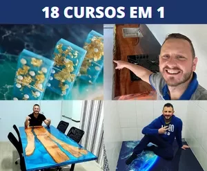 Curso Escola do Epóxi JA Training - Aulas completas de resina epóxi, mesas resinadas, pisos 3D e artesanato.