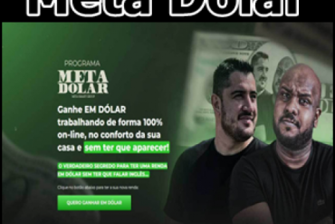 Capa do curso Meta Dólar de Vini Rodrigues e Djônatan Leão para ganhar em dólar online.